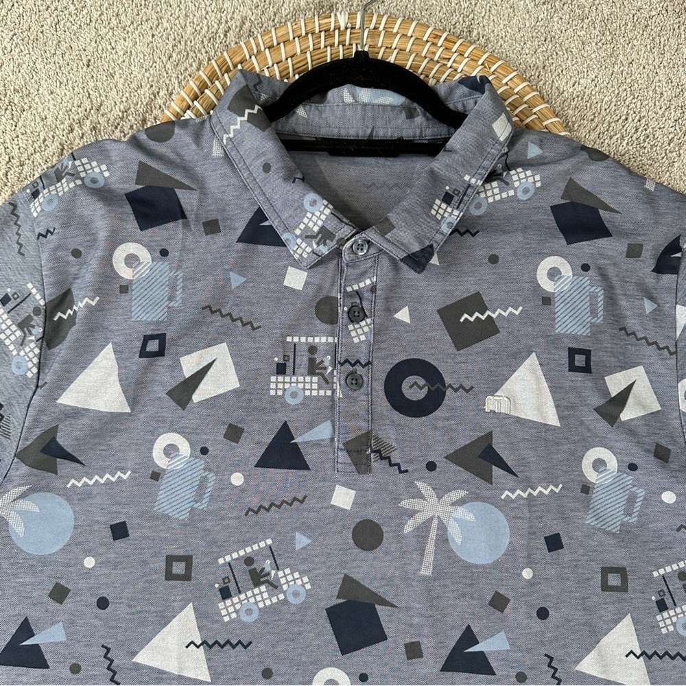 Travis Mathew Men’s Rat Pack Geometric Golf Polo Shirt Shortsleeve Geometric 3XL - Picture 3 of 13